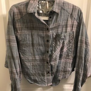 FREE PEOPLE CROPPED FLANNEL